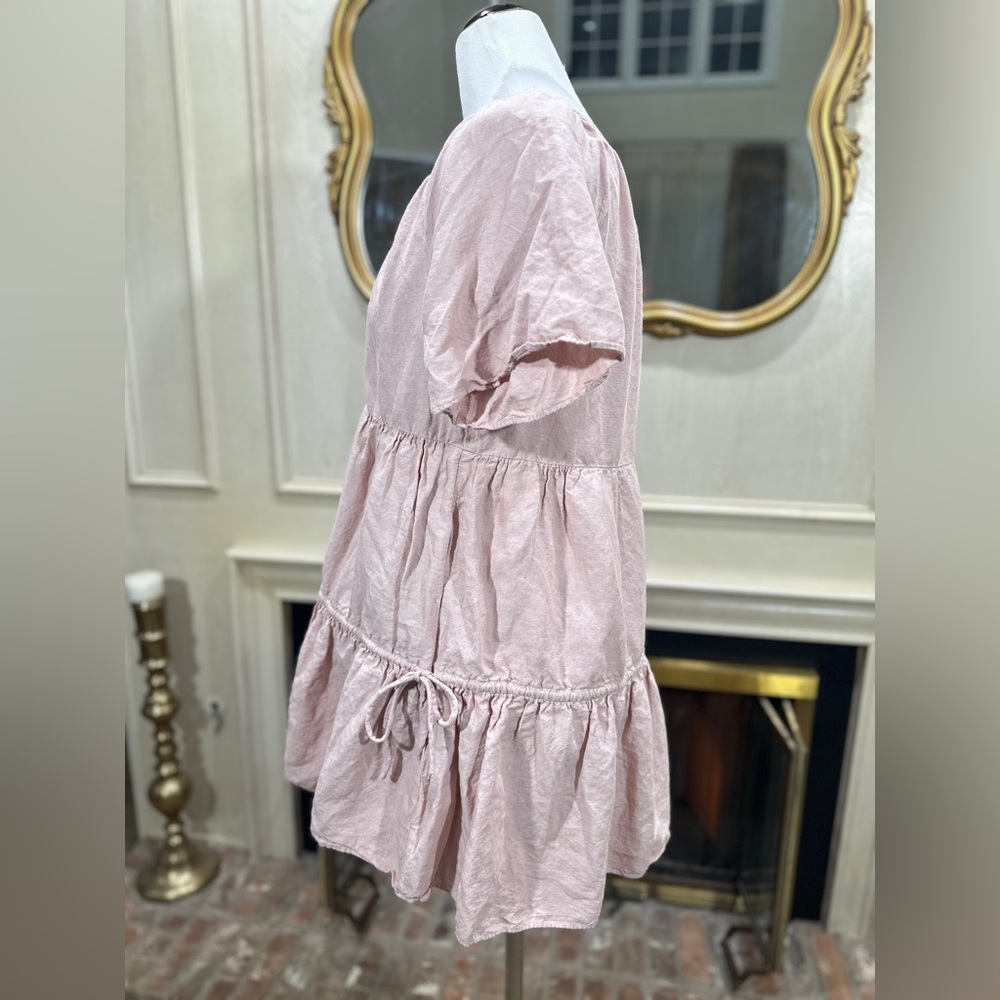 Madewell Lorelei Linen Blend Mini Dress Blush Pink Cottagecore Soft Girl - Picture 5 of 10